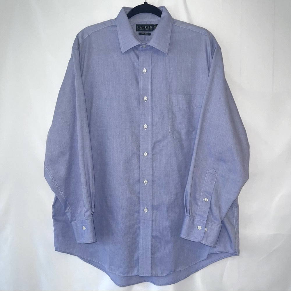 Lauren Ralph Lauren Men’s Non Iron Button Down Dress Shirt Purple Size 17 32/33